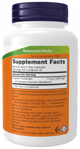 NOW Кордицепс 750 мг, 90 капсул