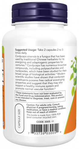 NOW Кордицепс 750 мг, 90 капсул