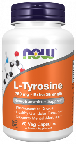 NOW L-Tirosine, L-Тирозин, 90 капсул