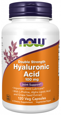 NOW Double Strength Hyaluronic Acid 100 mg, Двойная сила Гиалуроновой кислоты 100 мг, 120 капсул