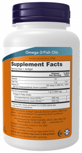 NOW Три-3D Омега, 90 капсул