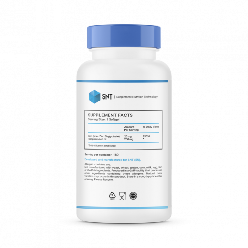 SNT Zinc Chelate 25 mg, Цинк Хелат 25 мг, 180 капсул
